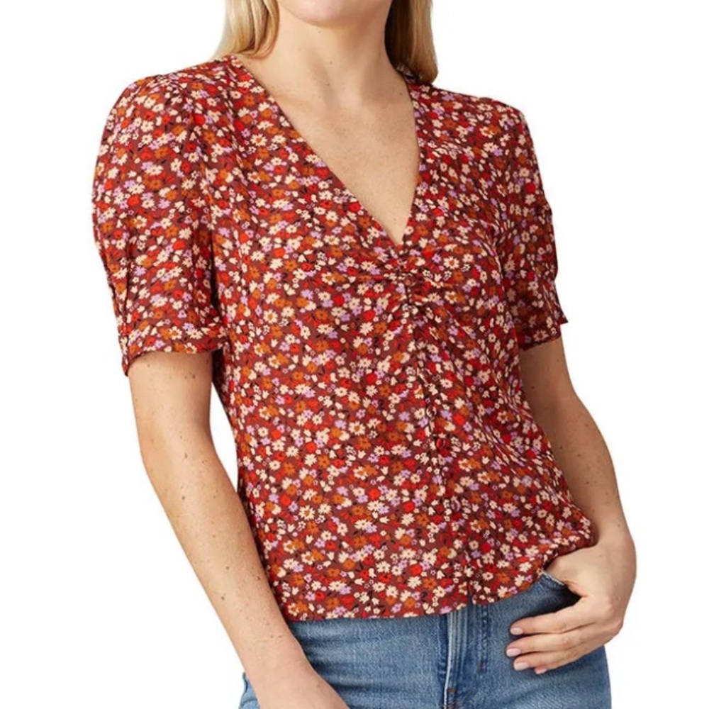 Madewell Red Floral Blouse